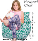 Posh Creations Structured Comfy Bean Bag Chair for Gaming, Reading, and Watching TV, Newport Chair, Canvas - Roses Mint by TinyTreasures Baby Boutique