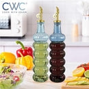 COOK WITH COLOR Glass Olive Oil Bottle Dispenser - 2 Pack- 17oz Oil and Vinegar Cruet - Olive Oil Carafe Decanter for Kitchen by CozyNest Decor