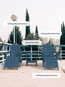 KINGYES Folding Adirondack Ottomans Set of 4 for Adirondack Chair, Navy by CozyNest Decor