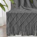 inhand Grey Throw Blanket for Couch and Bed, Soft Living Room Home Decor Knitted Twin Size Blanket, Outdoor Lightweight Breathable Summer Blanket, Farmhouse Warm Woven Decorative, 60"x80" by CozyNest Decor