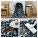 Joydeco Floral Living Room Rugs, Washable Large Bedroom Rug 8x10 Under Bed Non Slip, Soft Forest Botanical Low-Pile Floor Indoor Throw Carpet for Dining Table Home Office, Blue-Black by TinyTreasures Baby Boutique