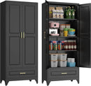 75" Kitchen Pantry Cabinet with Drawer, Metal Storage Cabinets with Doors and Adjustable Shelves, Black Tall Pantry Cabinet for Dinning Living Room, Home Office by CozyNest Decor