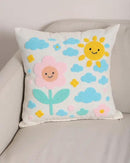katre home madame & textile Throw Pillow Cover – Sun & Cloud Punch Needle Cushion 18x18 inch – Handmade Embroidered Boho Cotton Pillow for Couch, Bed or Nursery Room Decor by CozyNest Decor