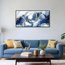 AJAZIKO Blue Abstract Wall Art Modern Navy Blue and Gold Pictures for Living Room Paintings Office Artwork Wall Decor Framed Canvas Wall Art Bedroom Wall Decor Above Bed 20×40IN by CozyNest Decor