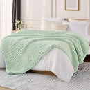 L'AGRATY Chunky Knit Blanket Throw: 50''x60'' Chenille Chunky Knitted Throw Blanket for Bed Couch - Handmade Thick Big Cable Knit Blanket - Large Crochet Rope Blanket for Home Decor(Milky Green) by CozyNest Decor