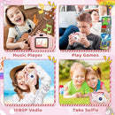 Kids Camera, Toys for Toddlers Age 3-8 Year Old Girl Christmas Birthday Gifts, Children Digital Camera with Cartoon Soft Silicone Cover and 32GB Card (Sakura Pink) by TinyTreasures Baby Boutique