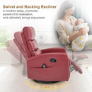 Manual Swivel Rocker Recliner Chair for Adults, Overstuffed Reclining Glider Chair for Nursing with Vibration Massage & Heat, Living Room Rocking Recliner 3-Stage backrest, Faux Leather Red by CozyNest Decor