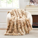 Cozy Bliss Faux Fur Throw Blanket for Couch, Fuzzy Soft Plush Thick Bubble Blanket for Sofa Bedroom Living Room, 60 * 80 Inches Tie-dye Beige by CozyNest Decor