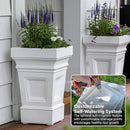 Step2 Atherton Square Planter, Large Planters for Outdoor Plants, Gardening and Flower Pot for Patio or Porch, Efficient Drainage, Durable Plastic, Classic White by CozyNest Decor