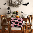 Halloween Table Runner Black Cat Pink Pumpkins Seasonal Kitchen Dining Table Home Outdoor Party Decorations 13x60 Inch by CozyNest Decor
