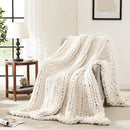 L'AGRATY Chunky Knit Blanket Throw: 30''x40'' Chenille Chunky Knitted Throw Blankets for Bed Couch - Handmade Thick Big Cable Knit Blankets - Large Crochet Rope Blanket for Home Decor(Ivory) by CozyNest Decor