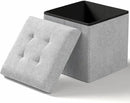 15 Inches Small Folding Storage Ottoman Cube, Storage Footrest, Foot Rest Stool, for Living Room, Bedroom, Dorm, Hallway, Entryway, Light Gray by CozyNest Decor