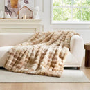 Cozy Bliss Faux Fur Throw Blanket for Couch, Fuzzy Soft Plush Thick Bubble Blanket for Sofa Bedroom Living Room, 60 * 80 Inches Tie-dye Beige by CozyNest Decor