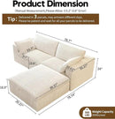 78.74" L Shaped Modern Sofa Modular Sectional Cloud Couch with Ottoman,Upholstered Couches with Plush Corduroy Fabric for Living Room Furniture,Bedroom and Apartment,No Assembly Required,White by CozyNest Decor