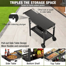 Outdoor Grill Table, Folding Grill Cart with Pull-out Side Table, Blackstone Griddle Stand, Fit 17 Inch Or 22 Inch, Stainless Steel BBQ Prep Station, Pizza Oven Stand by GreenHaven Gardens