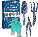 WORKPRO Aluminum Garden Tool Set, 4PCS Heavy Duty Hand Garden Tools with Box Include Trowel, Rake, Pruner, Garden Gloves, Floral and Insect Printing, Garden Gifts by GreenHaven Gardens