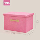 Enzk&Unity Decorative Storage Bins with Lids, Fabric Linen Foldable Storage Box with Handle Home Organizer for Shelf, Closet, Bedroom, Living Room, Office, 3 Packs, Pink by CozyNest Decor