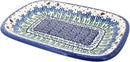 Blue Rose Polish Pottery Garden Tulip Small Rectangular Serving Platter by CozyNest Decor