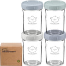 KeaBabies 4pk 8oz Glass Baby Food Containers with Lids - Leak-Proof, Microwavable Small Glass Jars, Baby Purees & Toddler Snack Storage Containers, BPA-Free, Dishwasher & Freezer Safe (Slate) by TinyTreasures Baby Boutique