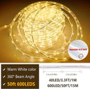 OMIKA 50ft 600 LEDs Solar Rope Lights, USB Charging, 20 Lighting Modes, Dimmable Timer Remote Control, IP68 Waterproof for Outdoor Trees, Parties, Gardens, Weddings, Christmas Decorations by TinyTreasures Baby Boutique