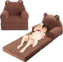 Foldable Kids Sofa, Sherpa Teddy Bear Toddler Couch with Tri Folding Foam Cushions, Comfy Couch for Kids Age 18 Months and Up by TinyTreasures Baby Boutique