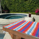 Del Mex Classic Mexican Blanket, Large Authentic Woven Falsa Throw (70"x50"), Artisan Southwest Décor for Beach, Yoga, Outdoors (Orange/Pink/Blue) by CozyNest Decor