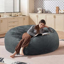 Bean Bag Chair 5Ft, Memory Foam Filled, Large Beanbag Chairs for Adults and Teens, Soft Sofa with Removable Flannel Cover, Round Couch for Living Room Bedroom College Dorm (Dark Gray, 5FT-60×60"×24") by CozyNest Decor