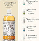 Branch Basics Premium Starter Kit: All Purpose, Glass, and Bathroom Cleaner plus our Foaming Wash, and Laundry Bottle (3 Plastic Spray Bottles + Concentrate) Fragrance-Free by CozyNest Decor