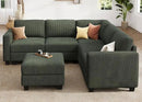 HONBAY Corduroy Modular Sectional Couch with Storage L-Shaped Sectional Couches for Living Room 6 Seater Modular Sofa, Green by CozyNest Decor