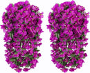 Faux Bougainvillea Artificial Flowers Plants for Outdoors Outside Decoration, 2 pcs Purple Fake Flowers UV Resistant Look Real Silk Long Trailing Vines for Front Door Porch Planter Urn Patio Garden by CozyNest Decor