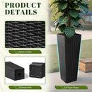 JUMMICO Set of 2 Resin Rattan Tall Planters for Outdoor Plants, Large Tapered Planters with Drainage Holes&Inner Trays, Flower Pots for Garden, Patio, Porch, Backyard (Black, 32'') by CozyNest Decor