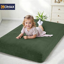 COMAX Kids Bean Bag Chair Turn into Beanbag Bed, Toddler Bean Chair Corduroy for Girl Boy Sleeping, Lazy Children Bean Bags with Filler, Convertible Child Floor Mattress, Dark Green by TinyTreasures Baby Boutique
