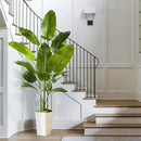 Fake Bird of Paradise Silk Artificial Plant Faux Banana Leaf Tree Lifelike Bird of Paradise for Home Decor Indoor Floor Plant with 10 Trunks (1, White Tall Planter, 6 FT) by CozyNest Decor