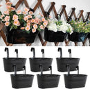 6 Pack Metal Hanging Planter for Outdoor Plants, 10 Inch Black Fence Planters Railing Pots for Garden Patio Balcony Decor, Flower Bucket with Detachable Hooks (Black, 6Pcs) by CozyNest Decor