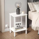 TUTOTAK End Table with Charging Station, Small Side Table with Outlets, Nightstand Bedside Table, 2-Tier Storage Shelf for Small Space, Living Room, Bedroom, White TB01BW040 by CozyNest Decor