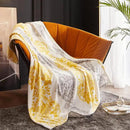 CASAAGUSTO Boho Throw Blanket - Yellow and Gray Damask Decorative Blankets with Tassel, Printed Flannel Bohemian Blanket for Chair, Bed, Sofa, Couch(50 * 60, Yellow and Gray Damask) by CozyNest Decor