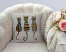 TSSOHU Cute Animal Cat Throw Pillow Cover Patio Furniture Knitted Design Kitten Family Decorative Cushion Cases Home Décor for Couch Bed Sofa 18x18 Inch by CozyNest Decor