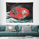 Houselerax Koi Fish Tapestries,Japanese Style Yin Yang Big Wave Cherry Blossoms Tapestry Wall Hanging for Bedroom Living Room Office Decor 80"x60" by CozyNest Decor