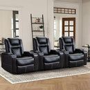 CANMOV Electric Power Recliner Chair Set of 3, Breathable Leather Home Theater Seating with Hidden Arm Storage, Power Recliner Chair with USB Ports and Cup Holders for Living Room,Black by CozyNest Decor