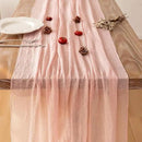 3pcs Pink Gauze Rustic Cheesecloth Table Runner 120 Inch 10 FT for Wedding Baby Shower Bridal Shower Birthday Engagement Garden Outdoor Party Long Sheer Boho Decorations by CozyNest Decor