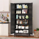 Metal Pantry Cabinet with 2 Doors and 5 Adjustable Shelves, 75" Kitchen Storage cabinets with Gold Handles, Versatile Storage for Laundry Room, Living Room, Bathroom, Dinning Room, Utility Room-Black by CozyNest Decor