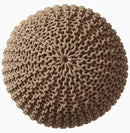 Ornavo Home Pouf Ottoman Foot Rest - 100% Cotton Pouffe - Hand Knitted Cable Braid Cord - Boho Round Stuffed Ottoman for Living Room, Bedroom - Taupe/Brown by CozyNest Decor