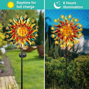 Solar Wind Spinners for Yard and Garden - 60.3 Inch 360° Metal Sun Wind Sculptures Outdoor Clearance Kinetic Windmills with Vine String Shining LED Lights for Patio, Lawn Xmas Garden Decoration by CozyNest Decor