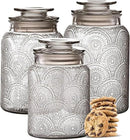 Le'raze Food Storage Containers with Airtight Lids - Retro Design - Pantry Organization, Glass Canisters Storage for Cookies, Tea, Sugar, Candy Jars, Sugar Packet, Set of 3 by CozyNest Decor