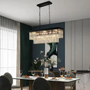 Black Crystal Chandeliers for Dining Room Light Fixtures Over Table，9-Lights Modern Rectangle Chandeliers for Kitchen Island Bar L28 Inch by CozyNest Decor