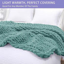 Bigacogo Chunky Knit Throw Blanket for Couch, 51x63 inches, 100% Hand Knitted with Thick Jumbo Chenille Yarn, Cozy Soft Large Rope Knot Cable Crochet Blankets for Sofa Bed Living Room, Light Teal by CozyNest Decor