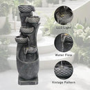 35.83''H Indoor Outdoor Modern Water Fountain 6-Tiers Garden Cascading Fountains Curve Shape Floor Standing Waterfall Water Feature with LED Light for Yard Deck Patio Home Art Decor by GreenHaven Gardens
