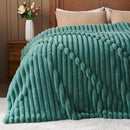 NEWCOSPLAY Faux Fur Throw Blanket Light Teal 3D Ribbed Plush Thick Warm Blanket for Couch Sofa Bed 850GSM (Light Teal Ribbed, Throw(50"x60")) by CozyNest Decor