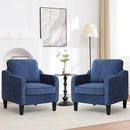 Accent Chair for Living Room, Mid Century Modern Reading Chair for Bedroom, Upholstered Armchair with Side Pockets, Comfy Single Sofa Side Chair for Office, Apartment, Small Room, Blue by CozyNest Decor