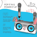 Rabbit Karaoke Machine for Kids, Children and Toddlers with 2 Wireless Bluetooth Microphones, Portable PA Speaker System Includes Lyrics Display Phone Holder, TV Cable and Singer Vocal Removal Mode by TinyTreasures Baby Boutique